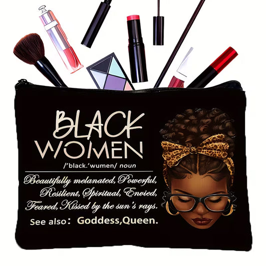 Black Women Affirmations Makeup Bag - Medium