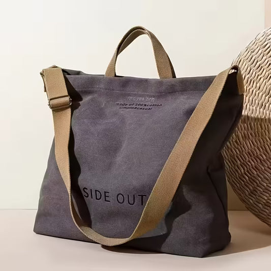 Inside Out Large Canvas Tote - Convertible Crossbody Bag