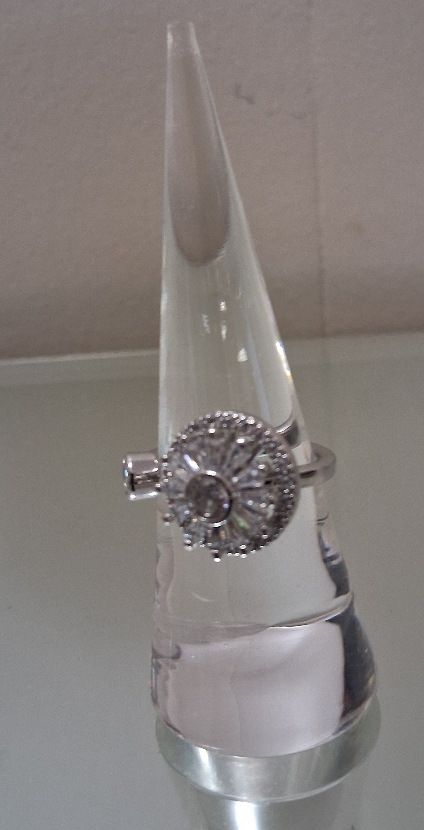 Large CZ Flower Wheel Anxiety Ring - Adjustable Spinner Ring