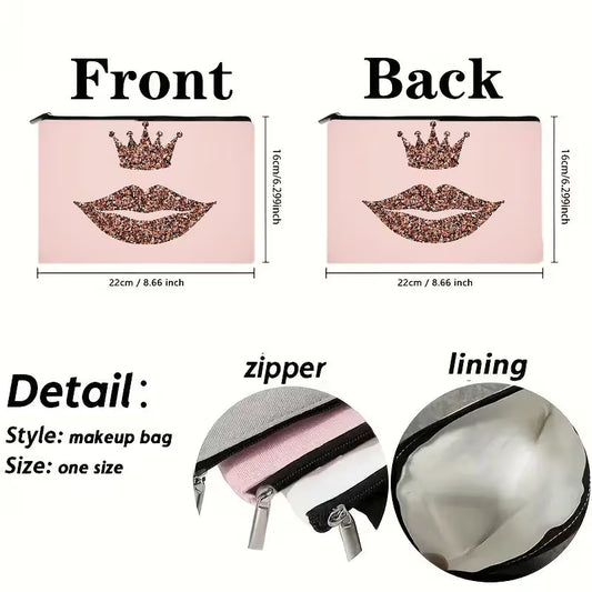 Crown & Lips Makeup Bag - Medium