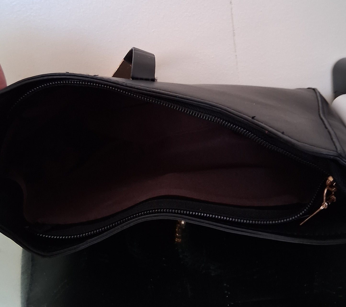 Black Shoulder Bag with Gold Chain Strap