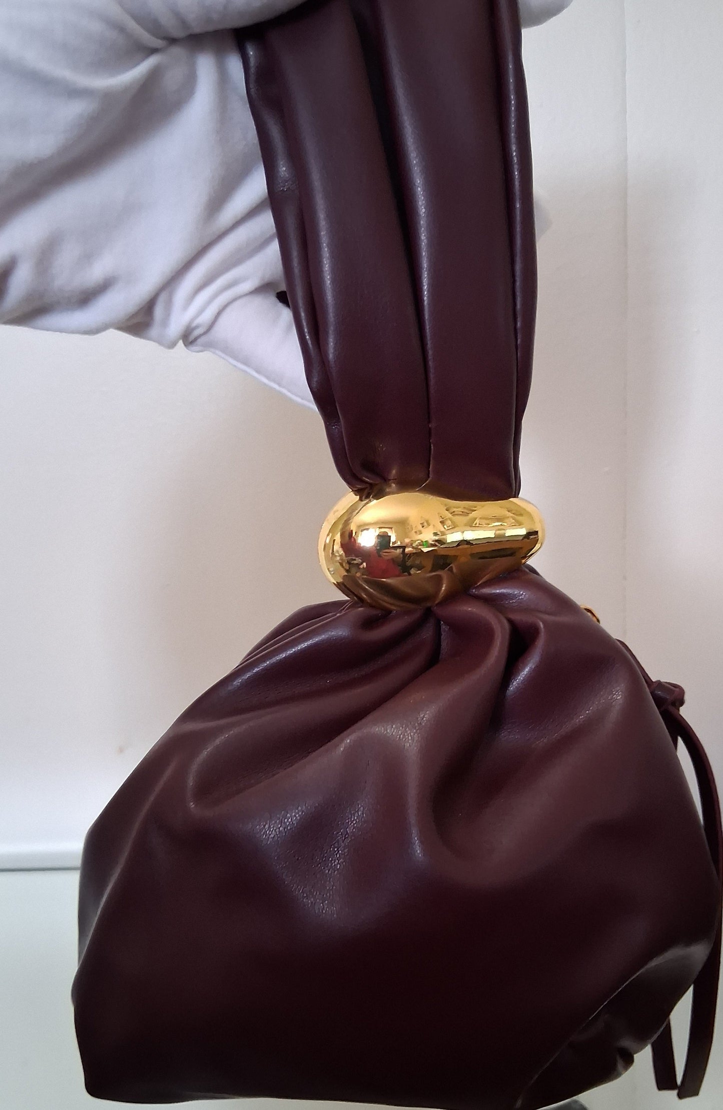 Burgundy Dumpling Bag with Side Zip