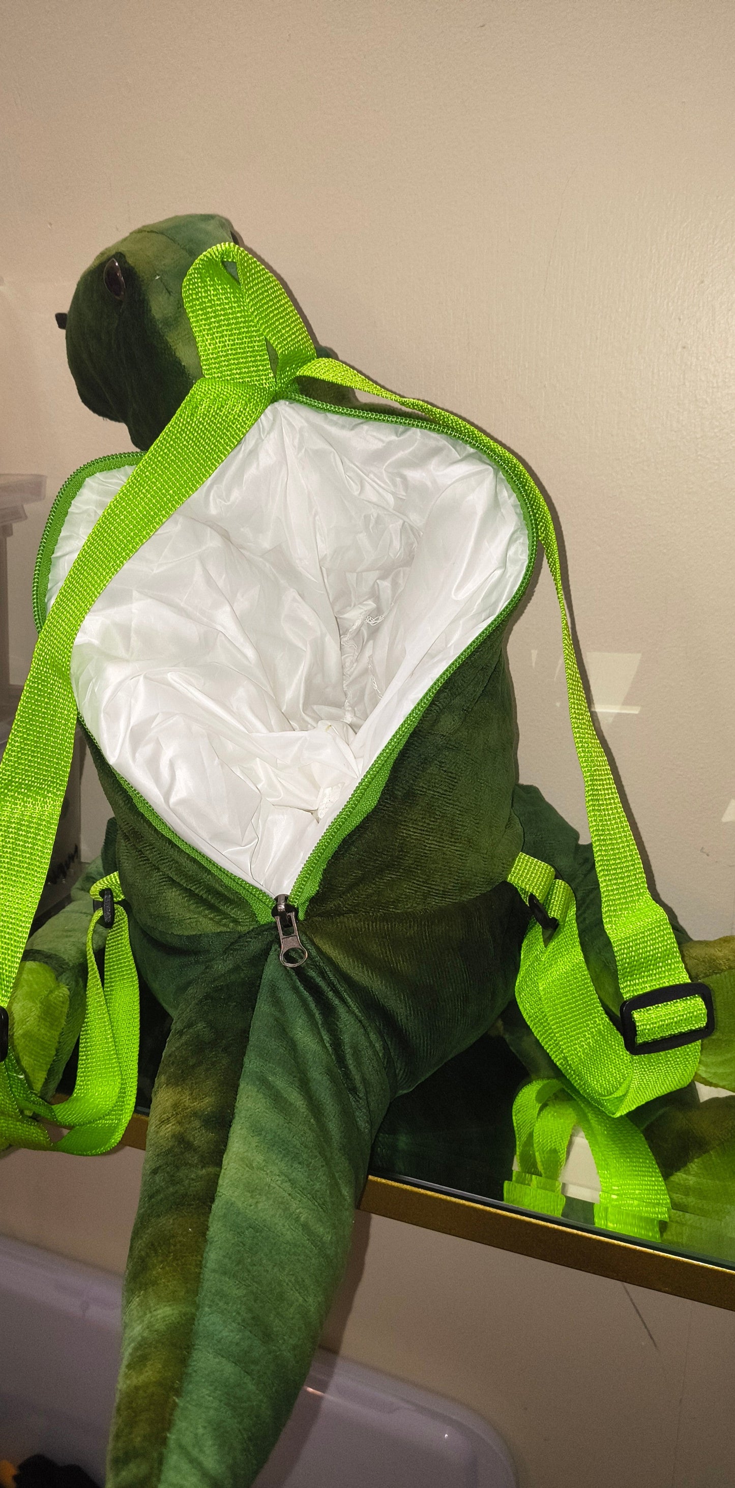 Children's Green Dinosaur Stuffed Animal Backpack - Ages 6-10