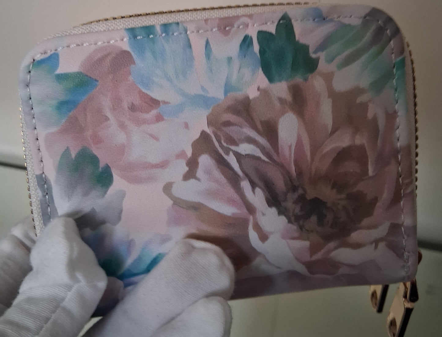 Double Zip Wallet with Floral Design