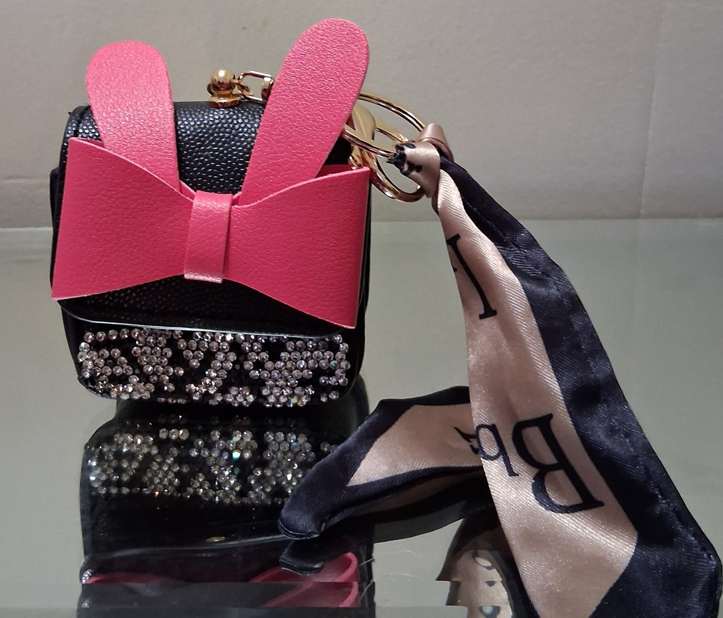 Mini Bunny Ear Bow Bag with Rhinestones