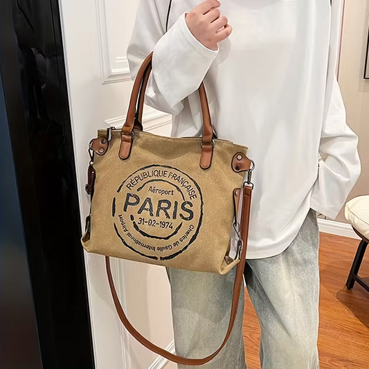 Paris Aéroport République Française Tote - Vintage Canvas Crossbody