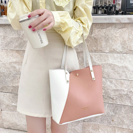 Two Tone Faux Leather Tote