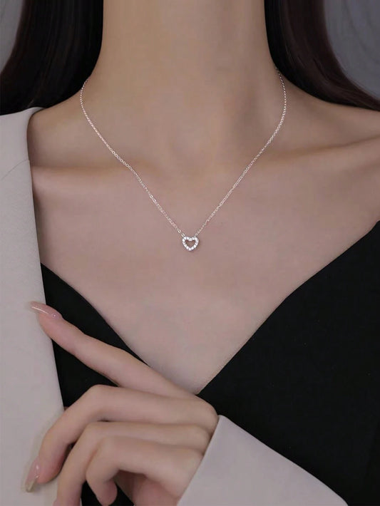 Women's .925 Sterling Silver Delicate Petite Heart Necklace