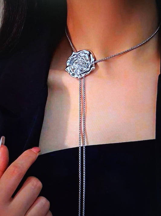Multi-Wear Stainless Steel Rose Necklace