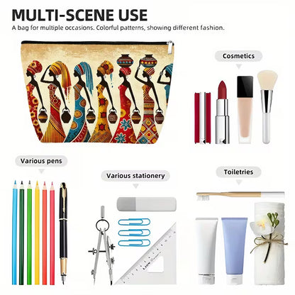 African Women Silhouette Makeup Bag - Large