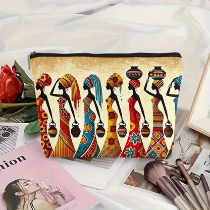 African Women Silhouette Makeup Bag - Large