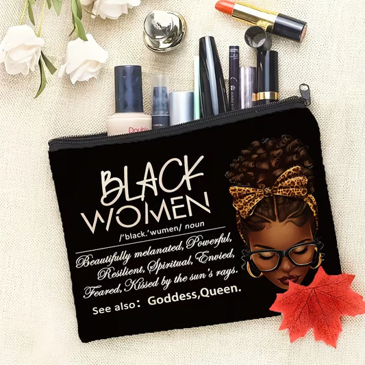 Black Women Affirmations Makeup Bag - Medium