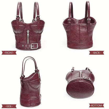 Black Bustier Statement Bag - Vegan Leather