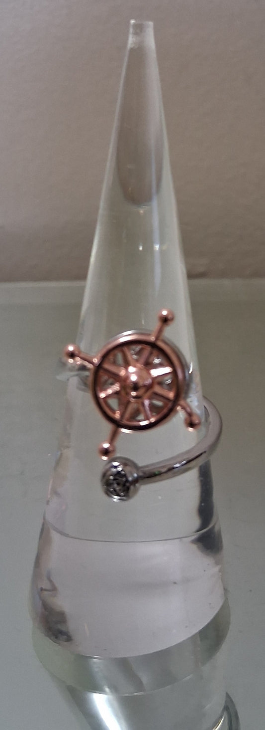 Captain's Wheel Anxiety Ring - Adjustable Spinner Ring