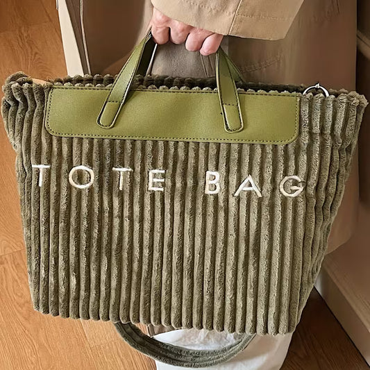 Corduroy "TOTE BAG" with Crossbody Strap