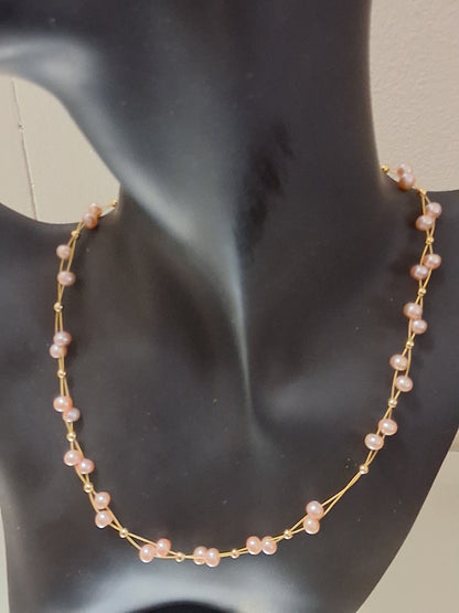 Freshwater Pearl & 14K Gold Necklace - Delicate Fairy-Like Design