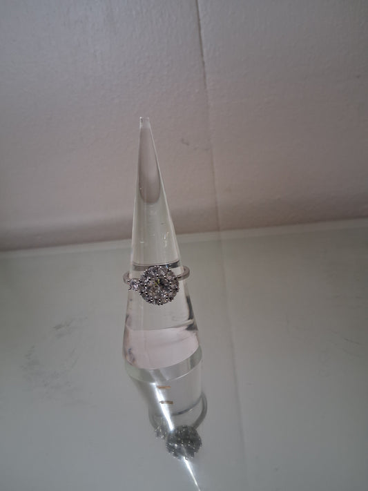 Medium Round CZ Anxiety Ring - Adjustable Spinner Ring