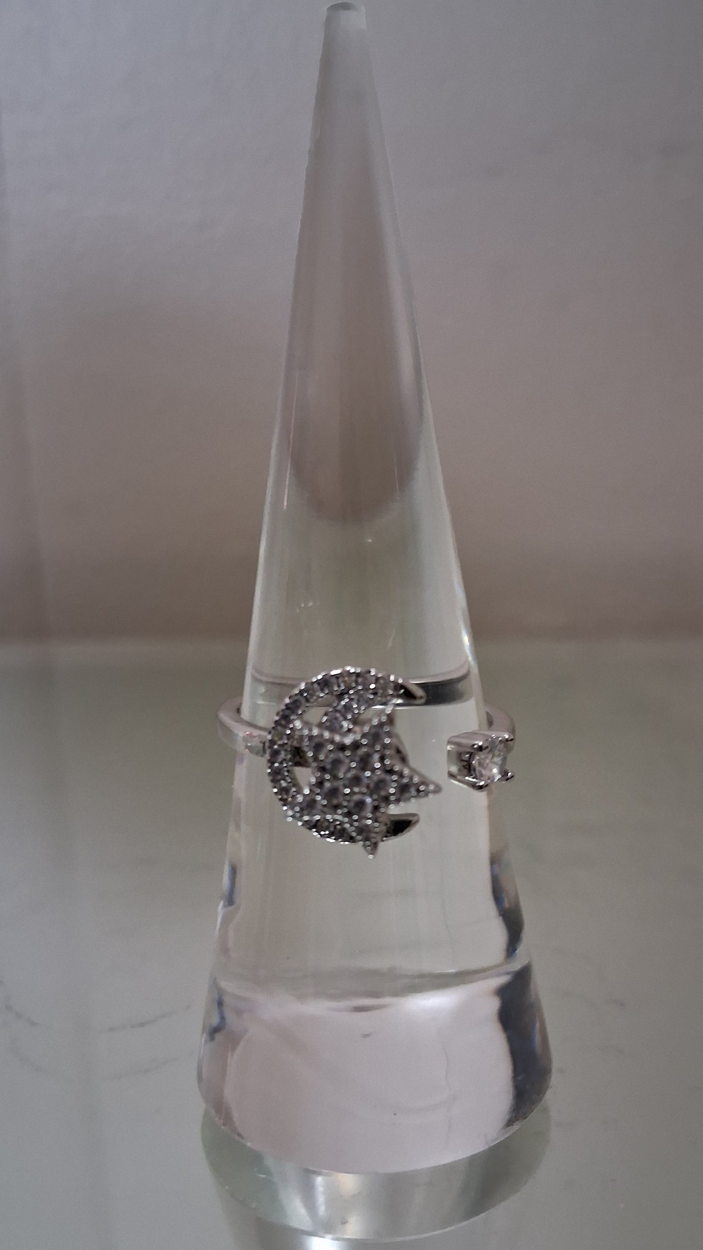 Moon & Star Anxiety Ring - Dainty Adjustable Spinner Ring