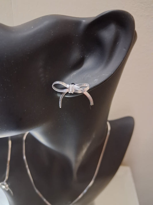 S925 Sterling Silver Bow Earrings - Elegant Statement Piece