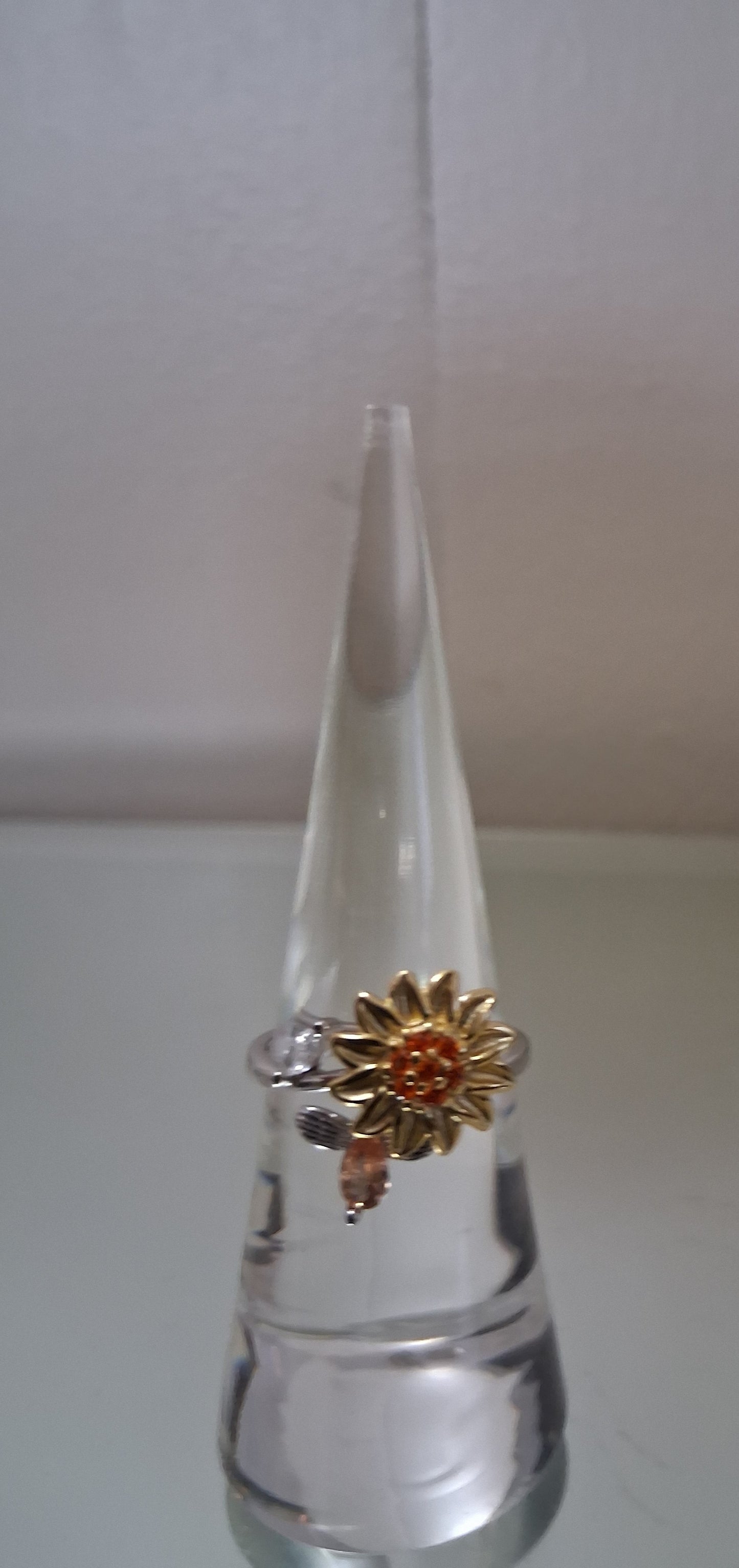 Sunflower Anxiety Ring - Dainty Adjustable Spinner Ring