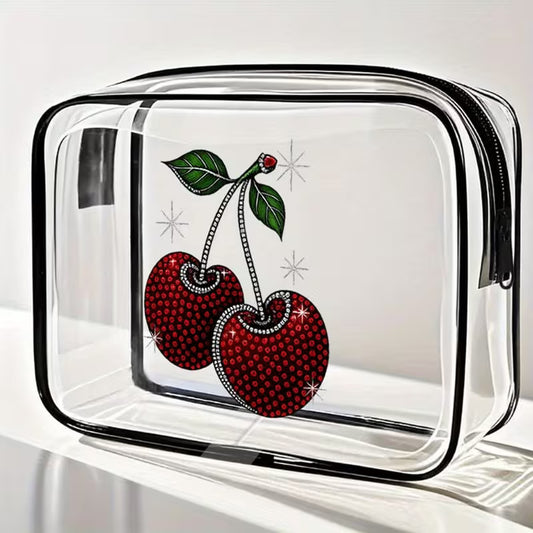 TSA-Approved Clear Makeup Bag - Cherry Design