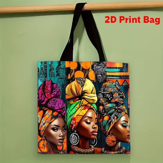 Three Beautiful Women 2D Print Tote - Vibrant African-Inspired Canvas Bag