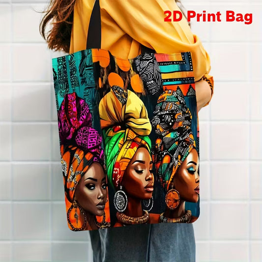 Three Beautiful Women 2D Print Tote - Vibrant African-Inspired Canvas Bag