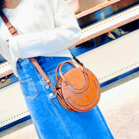 Vintage Elegant Women's Handbag - European Style Round Bag