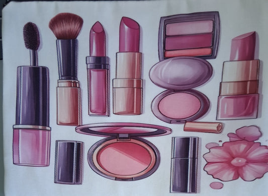 White Makeup Cosmetics Bag - Medium