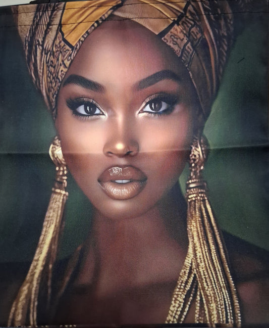 Woman in Headwrap & Earrings - Stunning 2D Print Tote Bag