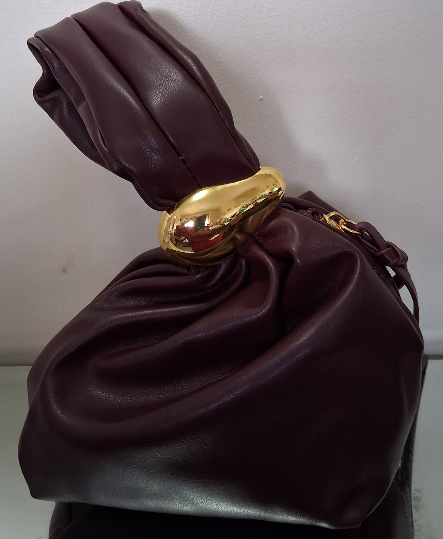Burgundy Dumpling Bag with Side Zip