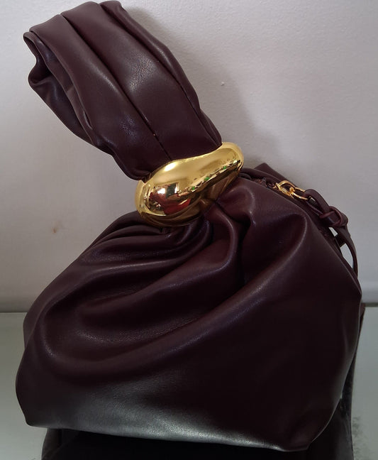 Burgundy Dumpling Bag with Side Zip