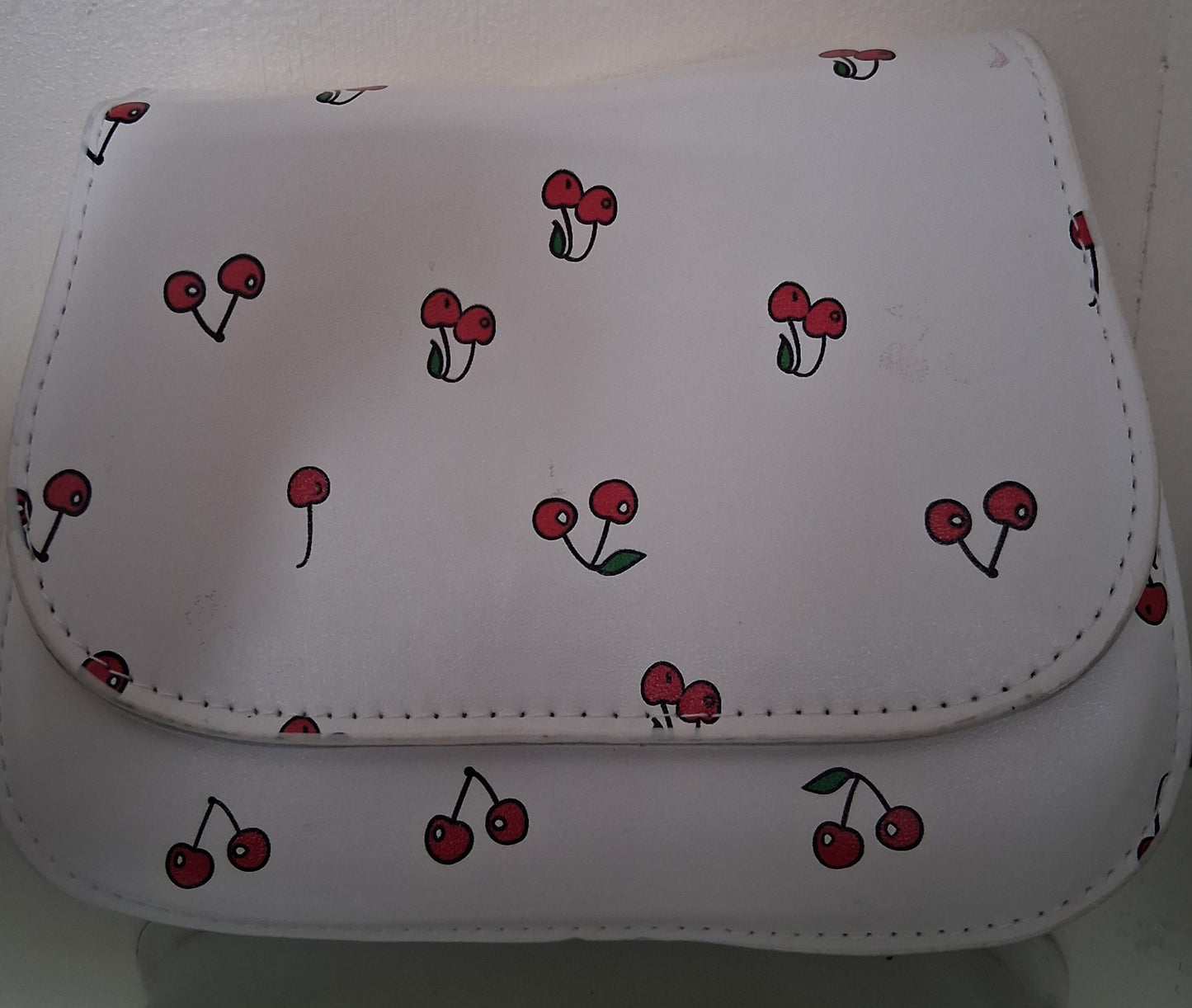 Cherry Print Faux Leather Clutch with Crossbody Strap