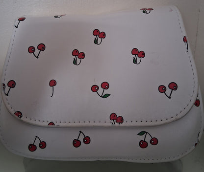 Cherry Print Faux Leather Clutch with Crossbody Strap