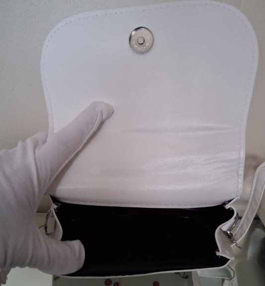 Cherry Print Faux Leather Clutch with Crossbody Strap