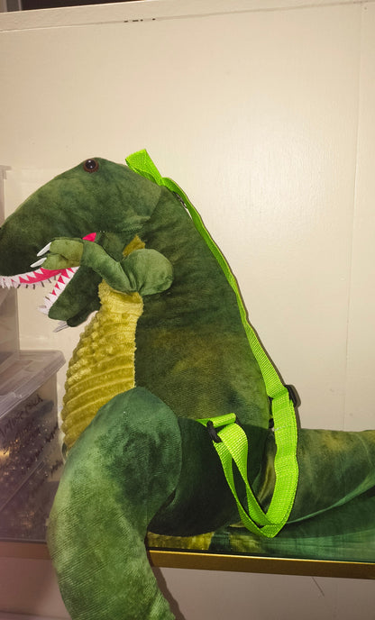 Children's Green Dinosaur Stuffed Animal Backpack - Ages 6-10