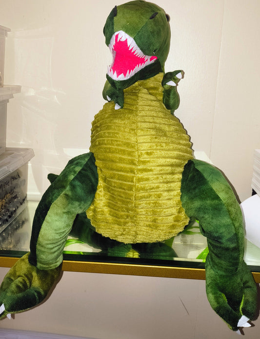 Children's Green Dinosaur Stuffed Animal Backpack - Ages 6-10