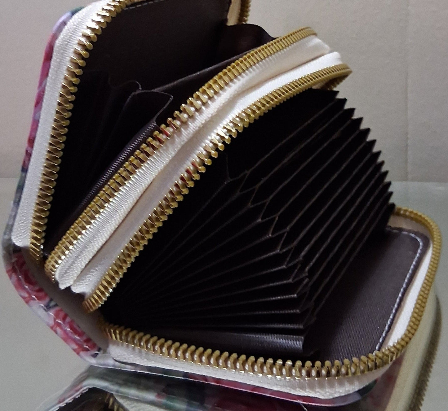 Double Zip Wallet with Floral Design