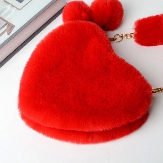 Fuzzy Heart Bag - Perfect for Tweens & Teens