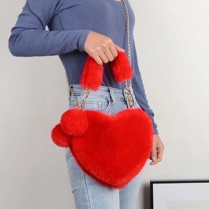 Fuzzy Heart Bag - Perfect for Tweens & Teens