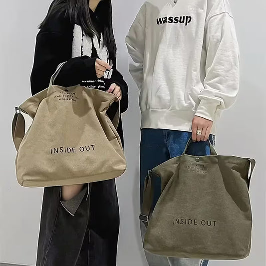 Inside Out Large Canvas Tote - Convertible Crossbody Bag