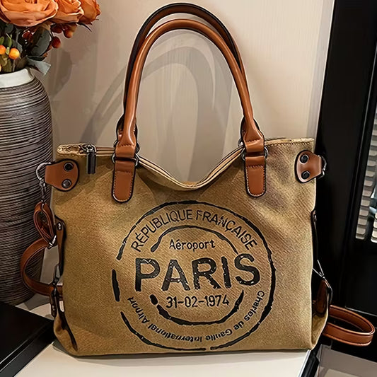 Paris Aéroport République Française Tote - Vintage Canvas Crossbody