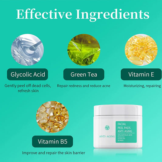 The Rooster Bear Shop 35% Glycolic Acid Anti-Aging Peeling AHA Pads - 50 Pads