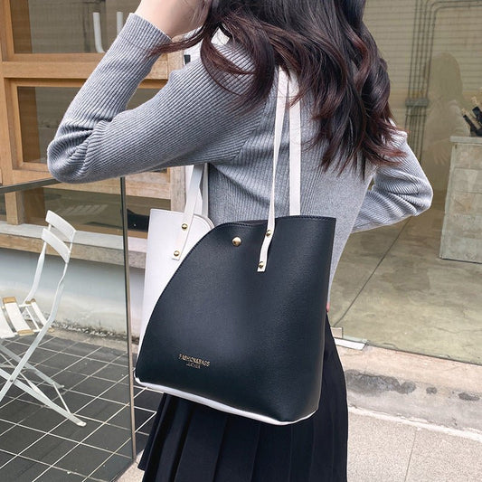 Two Tone Faux Leather Tote